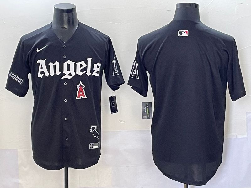 Men 2025 Los Angeles Angels Blank Black Five generations Joint Name Nike MLB Jersey style 7->los angeles angels->MLB Jersey